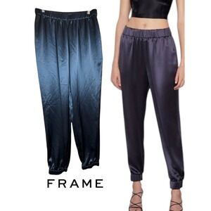 FRAME Satin Jogger Pants Navy Pull On Womens M